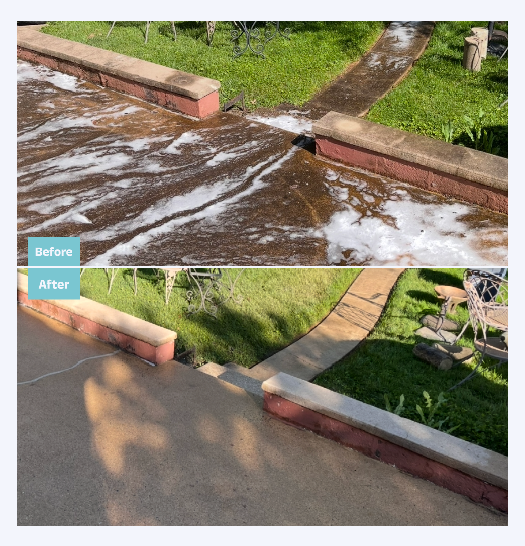 Elite Soft Wash before and after patio cleaning